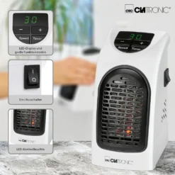 Clatronic HL 3738 Mobiler Steckdosen-Heizlüfter Mit 2 Gebläsestufen, Hochwertiges PTC-Heizelement, LED-Display-und Kontrollleuchte -De'Longhi || Rowenta Verkaufsgeschäft 0017e1179681a77d05bfa1a83b2cbb5e