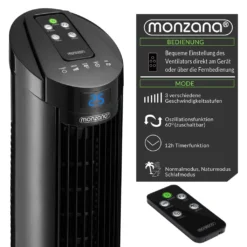 Monzana Turmventilator Fernbedienung 3 Geschwindigkeitsstufen Timer 70° Oszillation Flüsterleise Ventilator Standventilator, Farbe:schwarz -De'Longhi || Rowenta Verkaufsgeschäft 016f20b702651bf033ec58432ca5c576