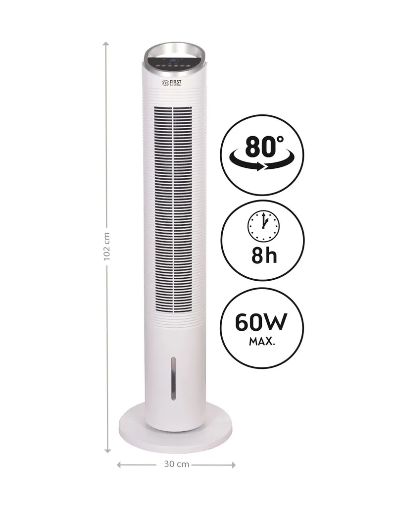 TZS First Austria FA-5560-4 Aircooler Silent Tower Lüfter Stehend - 60W - Weiß 4 TZS First Austria FA-5560-4 Aircooler Silent Tower Lüfter Stehend - 60W - Weiß – Bild 2