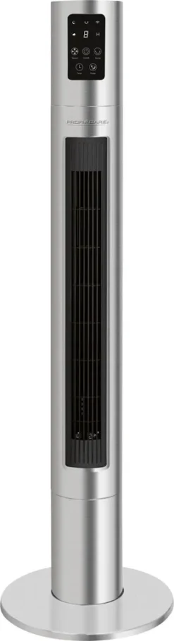 ProfiCare PC-TVL 3090 Tower-Ventilator, Longlife-Profi-Motor, 75° Oszillierend, VoiceControl Und WiFi-Steuerung, Edelstahl, 6 Geschwindigkeitsstufen, Inox-schwarz / Alexa / Google Assistant / App Steuerung