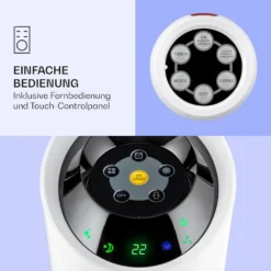 Klarstein Skyscaper Ice Smart Klimaanlage 4-in-1: Luftkühler, Ventilator, Luftbefeuchter & Ionisation - 6 L Wassertank - Oszillation - 30 W - 210 M³/h - Timer - Klimagerät Ohne Abluftschlauch - Mobiles Klimagerät -De'Longhi || Rowenta Verkaufsgeschäft 0a62e4aafb55df789d52c9c01d87dba8