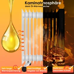 KESSER® Ölradiator 2500W Elektrische Heizung Heizkörper Elektroheizung Energiesparend Mit Display WiFi App & Fernbedienung Touchscreen - Mobil Öl Radiator 24h Timer, Thermostat & Überhitzungsschutz, Farbe:Weiß -De'Longhi || Rowenta Verkaufsgeschäft 0ce6d0188cf17a5c2f4bc6663bb438a8