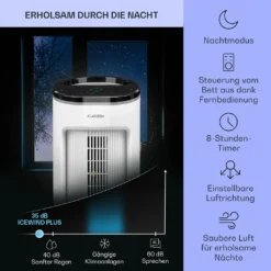 Klarstein Mobiles Klimagerät Ohne Abluftschlauch - Luftkühler Mit Wasser Ventilator Luftbefeuchter Luftreiniger Funktion - 7L Wassertank - Air Cooler Klimaanlage Mobil Mit Fernbedienung - Weiß -De'Longhi || Rowenta Verkaufsgeschäft 0eeeb592d42eadcb32db599b592f86ca