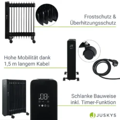 Juskys Elektroheizung Ölradiator 2500W - Wi-Fi Steuerung, Fernbedienung & Touch-Display - Energiesparender Radiator, 2 Heizstufen, 24h Timer - Schwarz 21 Juskys Elektroheizung Ölradiator 2500W - Wi-Fi Steuerung, Fernbedienung & Touch-Display - Energiesparender Radiator, 2 Heizstufen, 24h Timer - Schwarz -De'Longhi || Rowenta Verkaufsgeschäft 10d2a3538d514ca7af4b7ba1797d9156