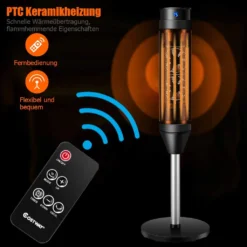 COSTWAY Heizlüfter, 1,2KW/2KW, Elektroheizung, Heizgerät Mit Thermostat & 3 Modi, 40° Oszillation, 10 - 49℃, Schnellerhitzung, Inkl. 8H Timer, LED, 28x28x85cm, Schwarz -De'Longhi || Rowenta Verkaufsgeschäft 18d3ea815a0a171c4114b4c6d242e4d9