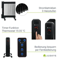 Juskys Elektroheizung Ölradiator 2500 Watt - Heizung Elektrisch Mit 3 Stufen, Thermostat, 12 H-Timer & Überhitzungsschutz - Radiator Schwarz 21 Juskys Elektroheizung Ölradiator 2500 Watt - Heizung Elektrisch Mit 3 Stufen, Thermostat, 12 H-Timer & Überhitzungsschutz - Radiator Schwarz -De'Longhi || Rowenta Verkaufsgeschäft 1a7948165b196b461a910e455d29eab4