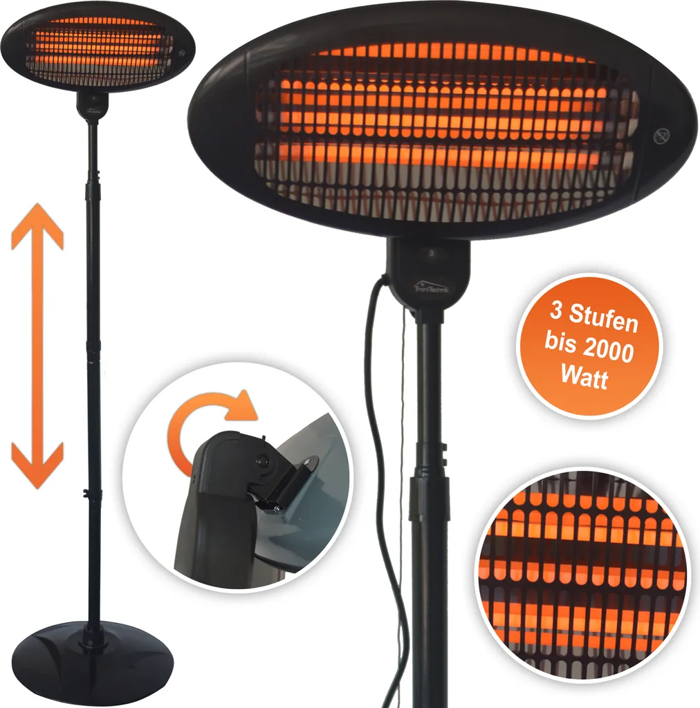 TroniTechnik Quartz-Heizstrahler Mit 3 Stufen, Verstellbarer Teleskopstange Und Kopf 3 TroniTechnik Quartz-Heizstrahler Mit 3 Stufen, Verstellbarer Teleskopstange Und Kopf