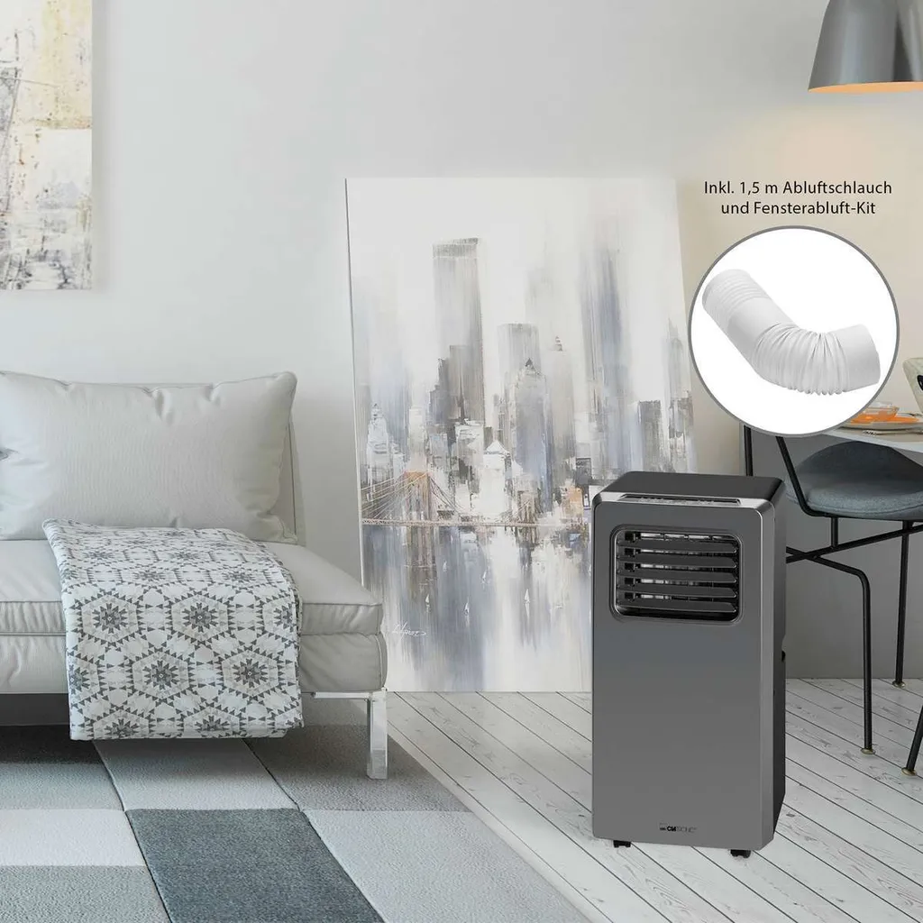 Clatronic Klimagerät CL 3672 Mit LED-Display - Farbe: Anthrazit/Silber - Funktionen: Kühlen, Entfeuchten, Gebläse - 880 W - Inkl. 1,5 M Abluftschlauch + Fensterabluft-Kit + Infrarot-Fernbedienung; 263 808 12 Clatronic Klimagerät CL 3672 Mit LED-Display - Farbe: Anthrazit/Silber - Funktionen: Kühlen, Entfeuchten, Gebläse - 880 W - Inkl. 1,5 M Abluftschlauch + Fensterabluft-Kit + Infrarot-Fernbedienung; 263 808 – Bild 10