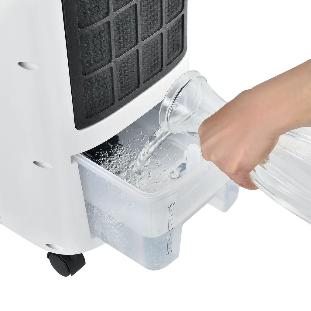 Juskys Mobile Klimaanlage Mit Fernbedienung, Schwingfunktion & Timer – Klimagerät 65 Watt 76 Cm – Luftkühler 3 Geschwindigkeiten – Weiß 19 Juskys Mobile Klimaanlage Mit Fernbedienung, Schwingfunktion & Timer – Klimagerät 65 Watt 76 Cm – Luftkühler 3 Geschwindigkeiten – Weiß – Bild 17