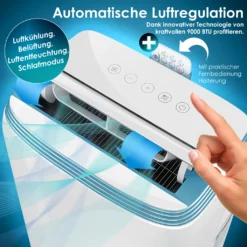 KESSER® Klimaanlage Mobil Klimagerät 4in1 Kühlen, Luftentfeuchter, Lüften, Ventilator - 9000 BTU/h (2.600 Watt) 2,7KW - Klima , Fernbedienung Und Timer, Nachtmodul, Farbe:Weiß -De'Longhi || Rowenta Verkaufsgeschäft 2112accd6b8b04a674a35d25ec4bc628