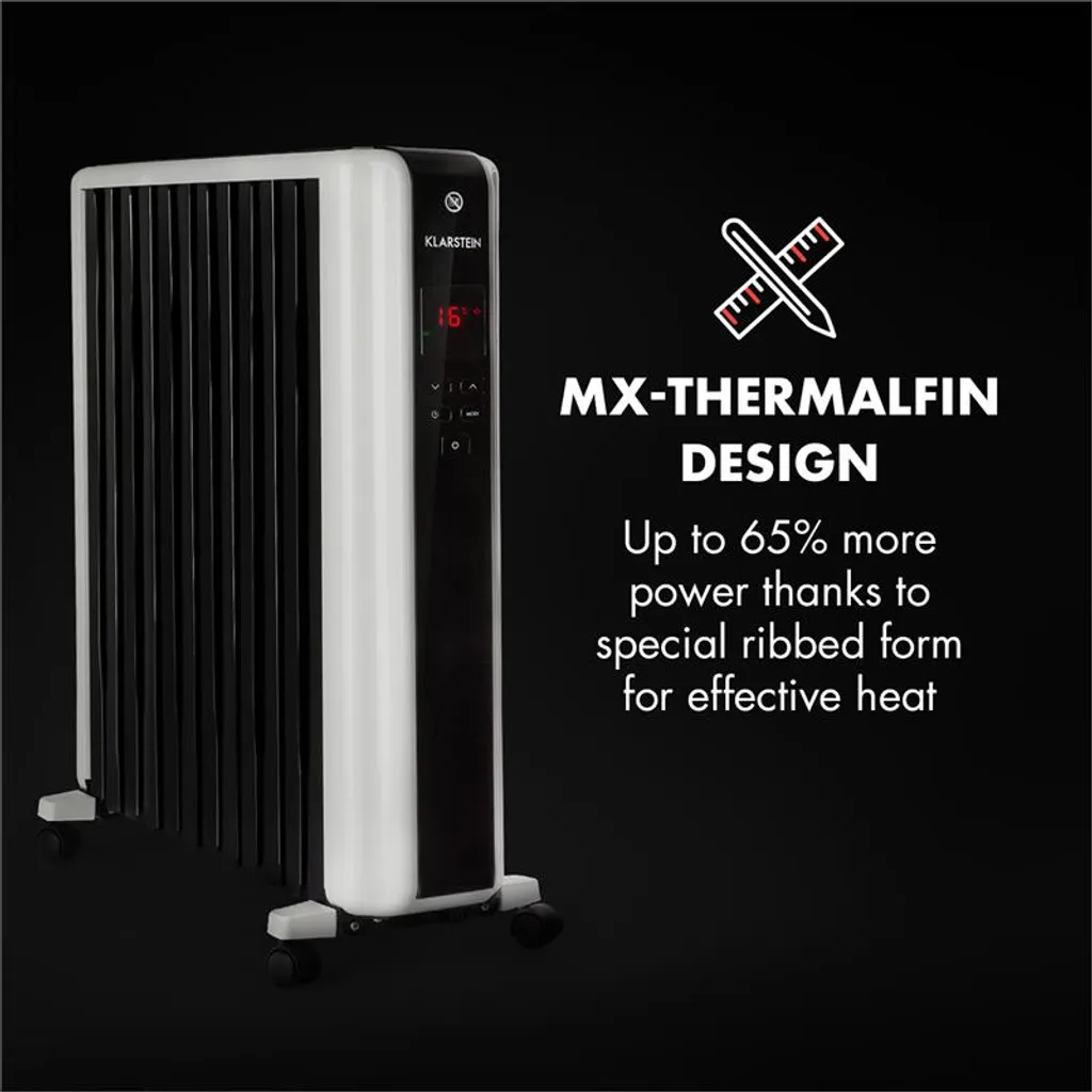 Thermaxx 2500 Ölradiator 2500W 5-35° C 24h-Timer Weiß/schwarz 6 Thermaxx 2500 Ölradiator 2500W 5-35° C 24h-Timer Weiß/schwarz – Bild 4