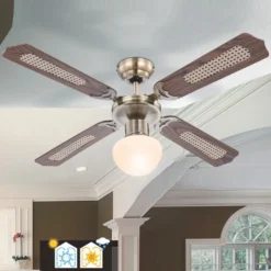 Globo Lighting VENTILATOR Metall Altmessing, Blade Turnable, Zugschalter Kette, Max. Motorleistung 50W, Optimale Raumnutzung 15m², Abkühlung, Aufheizen, Geschwindigkeitsstufen 115/185/235 RPM, ø: 1066mm, H: 415mm, Exkl. 1x E27 60W 230V -De'Longhi || Rowenta Verkaufsgeschäft 2197c3bb3299a07a3dc39eda572cca11