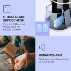 Klarstein Skyscaper Ice Smart Klimaanlage 4-in-1: Luftkühler, Ventilator, Luftbefeuchter & Ionisation - WiFi - 6 L Wassertank - Oszillation - 30 W - 210 M³/h - Timer - Klimagerät Ohne Abluftschlauch - Mobiles Klimagerät -De'Longhi || Rowenta Verkaufsgeschäft 22af3cdd212a14bc26d8c054ada31ca6