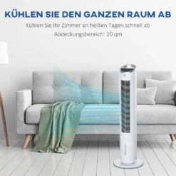 HOMCOM Luftkühler Mit Wasserkühlung Fernbedienung Turmventilator Standventilator Mit Luftbefeuchtung Klimagerät 8h Timer Nutzungsraum 20㎡ 60W ABS Weiß Ø30 X 100,8H Cm 14 HOMCOM Luftkühler Mit Wasserkühlung Fernbedienung Turmventilator Standventilator Mit Luftbefeuchtung Klimagerät 8h Timer Nutzungsraum 20㎡ 60W ABS Weiß Ø30 X 100,8H Cm -De'Longhi || Rowenta Verkaufsgeschäft 247d5d639b88b966930bc56cadd8b6e0