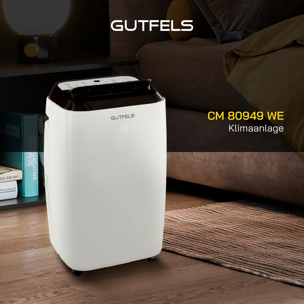 GUTFELS Klimagerät CM 61249 We | Mobiles Klimagerät | 12000 BTU / 3,5 KW Kühlleistung | 1050 W Leistung | Weiß 4 GUTFELS Klimagerät CM 61249 We | Mobiles Klimagerät | 12000 BTU / 3,5 KW Kühlleistung | 1050 W Leistung | Weiß – Bild 2