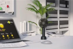 Goobay Tragbarer Handventilator Mit Standfuß - Geräuschlos, Wiederaufladbar - Mit Akku (2000mAh) Und Ladekabel, Schwarz -De'Longhi || Rowenta Verkaufsgeschäft 2e4b3f433b1f3e7417874cd7a8d210eb