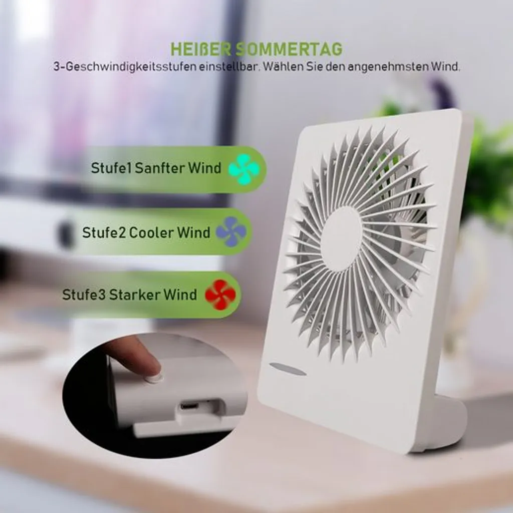 BIGTREE Tischventilator Leiser USB Tischventilator Wiederaufladbarer Ventilator 5 BIGTREE Tischventilator Leiser USB Tischventilator Wiederaufladbarer Ventilator – Bild 3