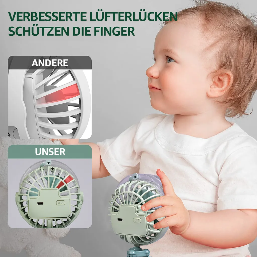 CMYBABEE USB Ventilator Handventilator Mini Fan, Ventilator Und Befeuchter 2 In 1 Design Clip Ventilator Für Kinderwagen, Zuhause & Büro 4 CMYBABEE USB Ventilator Handventilator Mini Fan, Ventilator Und Befeuchter 2 In 1 Design Clip Ventilator Für Kinderwagen, Zuhause & Büro – Bild 2