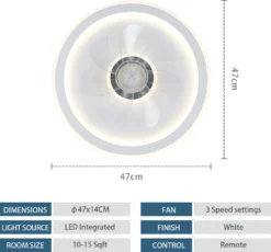 Deckenventilator Mit Beleuchtung Und Fernbedienung 54W LED Leise Deckenleuchte Ventilator Mit Dimmbar Timer Einstellbare Windgeschwindigkeit Für Wohnzimmer Esszimmer Schlafzimmer 47CM -De'Longhi || Rowenta Verkaufsgeschäft 33c6a7df32b049ef0bda7c5c26a90e42