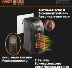 LIVINGTON Handy Heater 370 Watt Mit Fernbedienung | Keramik Heizlüfter | Mini-Steckdosen-Heizer | Schnellheizung | Thermostat 15°C - 32°C | Timer | Elektro-Heizung | Das Original Aus Dem TV 11 LIVINGTON Handy Heater 370 Watt Mit Fernbedienung | Keramik Heizlüfter | Mini-Steckdosen-Heizer | Schnellheizung | Thermostat 15°C - 32°C | Timer | Elektro-Heizung | Das Original Aus Dem TV -De'Longhi || Rowenta Verkaufsgeschäft 35931f3d03db1226dd2ae2e5d647b271