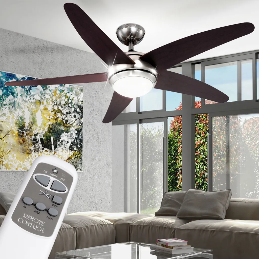 Globo Lighting VENTILATOR Metall Nickel Matt, MDF Wenge, Glas Opal, Fernbedienung, Batterie Inkludiert 2x AAA,, Max. Motorleistung 55W, Optimale Raumnutzung 30m², Abkühlung, Aufheizen, Geschwindigkeitsstufen 80/95/170 RPM, ø: 1320mm, H: 372mm, Exkl. 1x E14 60W 230V 11 Globo Lighting VENTILATOR Metall Nickel Matt, MDF Wenge, Glas Opal, Fernbedienung, Batterie Inkludiert 2x AAA,, Max. Motorleistung 55W, Optimale Raumnutzung 30m², Abkühlung, Aufheizen, Geschwindigkeitsstufen 80/95/170 RPM, ø: 1320mm, H: 372mm, Exkl. 1x E14 60W 230V – Bild 9