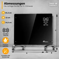 TRESKO® Elektroheizung Schwarz 2000W Inkl. WiFi & APP Glaskonvektor Konvektor Wand Heizung Glas Heizkörper Bad 11 TRESKO® Elektroheizung Schwarz 2000W Inkl. WiFi & APP Glaskonvektor Konvektor Wand Heizung Glas Heizkörper Bad -De'Longhi || Rowenta Verkaufsgeschäft 393c3d1e4362566f8bab3b32d71b5524