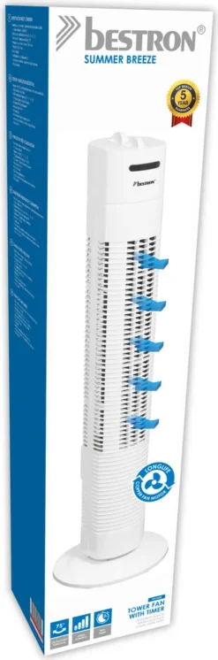 Bestron Turmventilator Mit 3 Geschwindigkeitsstufen, Inkl. 75° Oszillation-Funktion, Timer, Höhe: 78cm, 35W, AFT760Z, Farbe: Weiß 9 Bestron Turmventilator Mit 3 Geschwindigkeitsstufen, Inkl. 75° Oszillation-Funktion, Timer, Höhe: 78cm, 35W, AFT760Z, Farbe: Weiß -De'Longhi || Rowenta Verkaufsgeschäft 3a84b77c98f7f513761621e172e58887