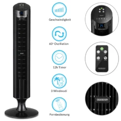 Monzana Turmventilator Fernbedienung 3 Geschwindigkeitsstufen Timer 70° Oszillation Flüsterleise Ventilator Standventilator, Farbe:schwarz -De'Longhi || Rowenta Verkaufsgeschäft 3aaeb2d678b8b7925b7a99bb34e6d77b