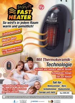 Starlyf® Fast Heater - 400W Tragbare Und Leistungsstarke Steckdosen-Mini-Heizung Schwarz - Original Aus Der TV-Werbung -De'Longhi || Rowenta Verkaufsgeschäft 3e4ce2a2a5bc077063695f6683bb6e39