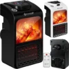 KESSER® Steckdosen Heizlüfter Energiesparend Mini Mit Kaminfeuereffekt Fernbedienung LCD Display Keramik Heizung Mit Thermostat 400W - Temperaturregelung Timer Büro Badezimmer Schlafzimmer, Farbe:Schwarz -De'Longhi || Rowenta Verkaufsgeschäft 40de5666984311a1f71bc84b707b9cee