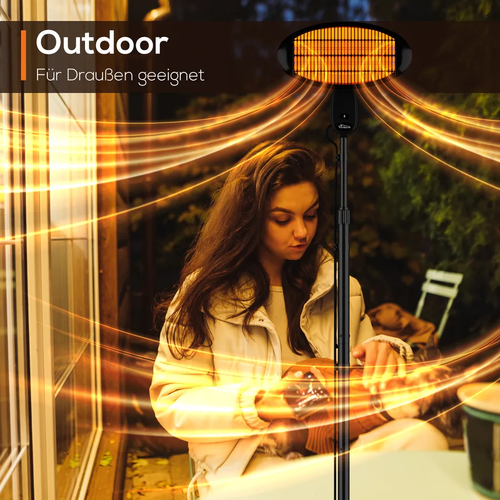 TroniTechnik Quartz-Heizstrahler Mit 3 Stufen, Verstellbarer Teleskopstange Und Kopf 14 TroniTechnik Quartz-Heizstrahler Mit 3 Stufen, Verstellbarer Teleskopstange Und Kopf – Bild 12