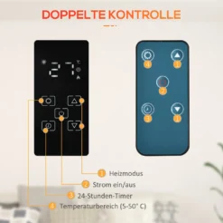 HOMCOM Heizlüfter Elektroheizung 1000/2000W Konvektor-Heizung Freistehend/ Wandmontage Mit Timer Leise Heizung Mit Fernbedienung Und LED-Display Kippschutz Für Raum 25 M² Schwarz 78 X 24 X 52cm 16 HOMCOM Heizlüfter Elektroheizung 1000/2000W Konvektor-Heizung Freistehend/ Wandmontage Mit Timer Leise Heizung Mit Fernbedienung Und LED-Display Kippschutz Für Raum 25 M² Schwarz 78 X 24 X 52cm -De'Longhi || Rowenta Verkaufsgeschäft 42b43c7dc407f9b5e83eca056558b333
