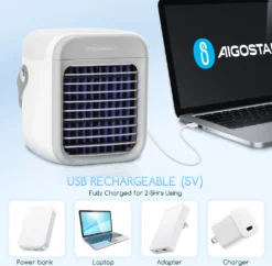 Aigostar Mini Luftkühler Mit Wassertank, Nebel Top Fill Luftbefeuchter 300 Ml Mit 3 Windstufen & 7 Nachtlicht Und Duft-Diffusor, Für Schlafzimmer, Baby, Büro,imFreien -De'Longhi || Rowenta Verkaufsgeschäft 42d450d81ba242c28f016b492e992d9a