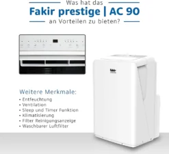 Fakir AC90 Klimagerät, Max. Raumgröße: 85 M³, 9.000 BTU/h -De'Longhi || Rowenta Verkaufsgeschäft 453e79b600a1359e466d8d49f8efbdf6