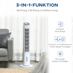 HOMCOM Luftkühler Mit Wasserkühlung Fernbedienung Turmventilator Standventilator Mit Luftbefeuchtung Klimagerät 8h Timer Nutzungsraum 20㎡ 60W ABS Weiß Ø30 X 100,8H Cm 16 HOMCOM Luftkühler Mit Wasserkühlung Fernbedienung Turmventilator Standventilator Mit Luftbefeuchtung Klimagerät 8h Timer Nutzungsraum 20㎡ 60W ABS Weiß Ø30 X 100,8H Cm -De'Longhi || Rowenta Verkaufsgeschäft 467b4bc4473a0b268299ce029b2c0df8