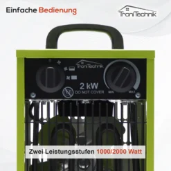 Tronitechnik TT-EIH-152 Heizgerät Heizlüfter Heizung 2.000 Watt, Tragegriff, Stahl, Stufenlose Thermosteuerung -De'Longhi || Rowenta Verkaufsgeschäft 46a090d4499e247999d82c5e3fa6ff0c
