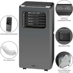 Clatronic Klimagerät CL 3672 Mit LED-Display - Farbe: Anthrazit/Silber - Funktionen: Kühlen, Entfeuchten, Gebläse - 880 W - Inkl. 1,5 M Abluftschlauch + Fensterabluft-Kit + Infrarot-Fernbedienung; 263 808 26 Clatronic Klimagerät CL 3672 Mit LED-Display - Farbe: Anthrazit/Silber - Funktionen: Kühlen, Entfeuchten, Gebläse - 880 W - Inkl. 1,5 M Abluftschlauch + Fensterabluft-Kit + Infrarot-Fernbedienung; 263 808 -De'Longhi || Rowenta Verkaufsgeschäft 49722033198b59d8732a047af0d5bca7