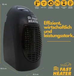 Starlyf® Fast Heater - 400W Tragbare Und Leistungsstarke Steckdosen-Mini-Heizung Schwarz - Original Aus Der TV-Werbung -De'Longhi || Rowenta Verkaufsgeschäft 49b7701e4eadd5155f6af7758ef164c6