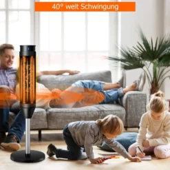 COSTWAY Heizlüfter, 1,2KW/2KW, Elektroheizung, Heizgerät Mit Thermostat & 3 Modi, 40° Oszillation, 10 - 49℃, Schnellerhitzung, Inkl. 8H Timer, LED, 28x28x85cm, Schwarz -De'Longhi || Rowenta Verkaufsgeschäft 4a6d6563ae093061553abdd7a144e6cc