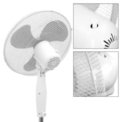 ECD Germany Standventilator 45W, Ø 40cm, Weiß/Grau - Leise, 3 Geschwindigkeitsstufen - Standfuß Höhenverstellbar 102-120 Cm - 90° Oszillazion 30° Neigbar - Ventilator Standlüfter Luftkühler Bödenventilator -De'Longhi || Rowenta Verkaufsgeschäft 4c3ac608561d6c67c3ed364376af103d