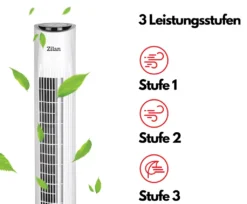 Zilan Turmventilator | 3 Stufen | 2 Modi | 7,5h Timer | Fernbedienung | Oszillierend | -De'Longhi || Rowenta Verkaufsgeschäft 4ce2d547e078c62954c213107258c362