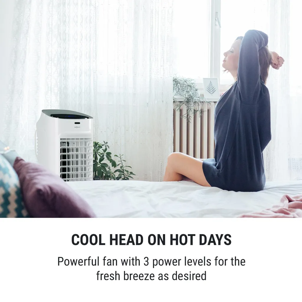 OneConcept Coolster 4-in-1 Klimagerät - Luftkühler, Ventilator, Ionisator Und Luftbefeuchter , 320 M³/h Luftstrom , Zuschaltbarer Oszillation , Abschalt-Timer Bis 9 H , Touch-Bedienung , Weiß 9 OneConcept Coolster 4-in-1 Klimagerät - Luftkühler, Ventilator, Ionisator Und Luftbefeuchter , 320 M³/h Luftstrom , Zuschaltbarer Oszillation , Abschalt-Timer Bis 9 H , Touch-Bedienung , Weiß – Bild 7