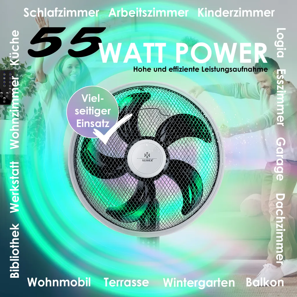 KESSER® 3in1 Standventilator Tischventilator Wandventilator Mit App Wifi , Fernbedienung | Timer | Leise Oszillation 80 Grad | Ventilator | 4 Geschwindigkeiten Inkl. Wandhalterung , Farbe:Schwarz 12 KESSER® 3in1 Standventilator Tischventilator Wandventilator Mit App Wifi , Fernbedienung | Timer | Leise Oszillation 80 Grad | Ventilator | 4 Geschwindigkeiten Inkl. Wandhalterung , Farbe:Schwarz – Bild 10