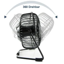 15cm Mini USB-Tischventilator Ventilator Aus Metall Mit LED-Animation Für Temperatur Und Uhrzeit - Stufenlos Neigbar Um 360°, Energiesparend, Extrem Leise -De'Longhi || Rowenta Verkaufsgeschäft 536cd88355a50ca2bd1303caad89c70b