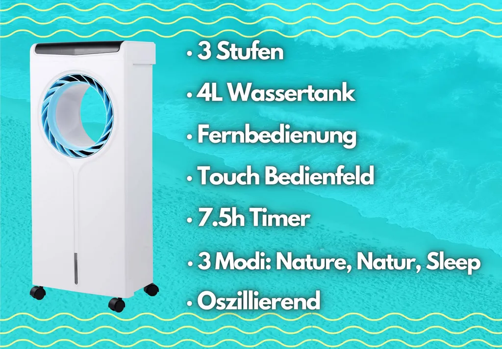 Echos Aircooler 4 L Wassertank | Fernbedienung | 3 Modi 4 Echos Aircooler 4 L Wassertank | Fernbedienung | 3 Modi – Bild 2