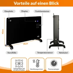 Glaskonvektor Elektroheizung Konvektor-Heizung 24h-Timer LCD-Display Touchscreen Fernbedienung - Mobile Energiesparende Leise Heizung Standgerät Heizkörper Thermostat (Schwarz 2000W) 13 Glaskonvektor Elektroheizung Konvektor-Heizung 24h-Timer LCD-Display Touchscreen Fernbedienung - Mobile Energiesparende Leise Heizung Standgerät Heizkörper Thermostat (Schwarz 2000W) -De'Longhi || Rowenta Verkaufsgeschäft 5517a4e14d29b65c3eef3ded781b132a