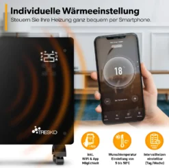 TRESKO® Elektroheizung Schwarz 2000W Inkl. WiFi & APP Glaskonvektor Konvektor Wand Heizung Glas Heizkörper Bad 14 TRESKO® Elektroheizung Schwarz 2000W Inkl. WiFi & APP Glaskonvektor Konvektor Wand Heizung Glas Heizkörper Bad -De'Longhi || Rowenta Verkaufsgeschäft 555989230dd61c38c769fc63544909d4