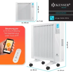 KESSER® Elektroheizkörper Infrarotheizung Energiesparend 2in1 Mobile & Wand-Konvektor Elektroheizung Mit WiFi App-Steuerung & Fernbedienung Radiator Heizung Elektrisch Heizkörper 24h Timer, Farbe:Weiß, Größe:1500W -De'Longhi || Rowenta Verkaufsgeschäft 5644409d240cc0f323d7e30ae4b71778