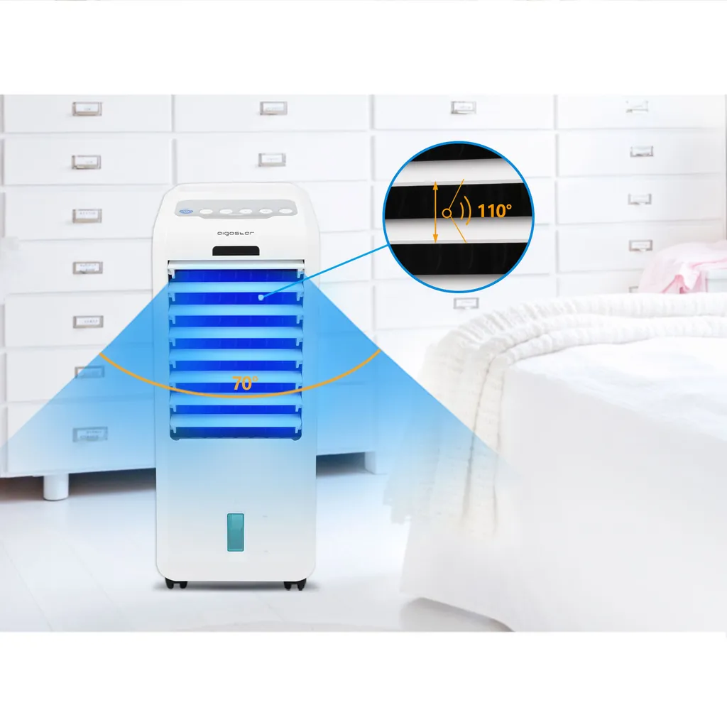 Aigostar Koud - Luftkühler, Mobile Klimaanlage, Leise, Ventilator Mit Fernbedienung, 55W, 5L, 3 Geschwindigkeitsstufen, Klimagerät Ohne Abluftschlauch, Aircooler 3 In 1, Verdunstungskühlung, 7H Timer 10 Aigostar Koud - Luftkühler, Mobile Klimaanlage, Leise, Ventilator Mit Fernbedienung, 55W, 5L, 3 Geschwindigkeitsstufen, Klimagerät Ohne Abluftschlauch, Aircooler 3 In 1, Verdunstungskühlung, 7H Timer – Bild 8