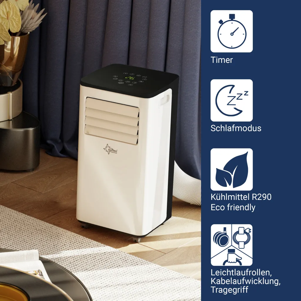 SUNTEC Mobiles Lokales Klimagerät CoolFixx 2.6 Eco R290 | Für Räume Bis 80 M3 (34 M2) | Inkl. Abluftschlauch | Kühler Und Entfeuchter Mit ökologischem Kühlmittel R290 | 9.000 BTU/h, EEK A 5 SUNTEC Mobiles Lokales Klimagerät CoolFixx 2.6 Eco R290 | Für Räume Bis 80 M3 (34 M2) | Inkl. Abluftschlauch | Kühler Und Entfeuchter Mit ökologischem Kühlmittel R290 | 9.000 BTU/h, EEK A – Bild 3